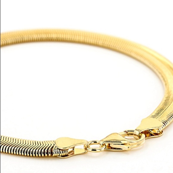 Gold Plated Snake Chain Flat Bracelet - Picture 8 of 8